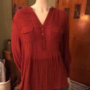 Zac &Rachel rust colored shear top